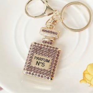 NEW! Parfum No. 5 purple rhinestone bag charm keychain